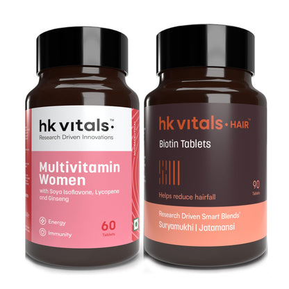 HK Vitals Hair Vitamins for Women, Vitamin B7 Biotin Tablets with Ashwagandha Tulsi Amla, Adult Dietary Supplement (8)