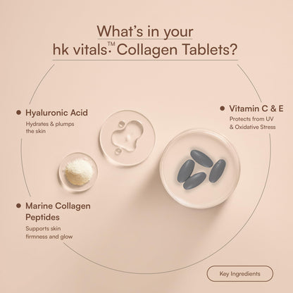 HK Vitals Marine Collagen Peptides, 90 Tablets, Unflavoured, Adult Nutritional Supplement - packaging