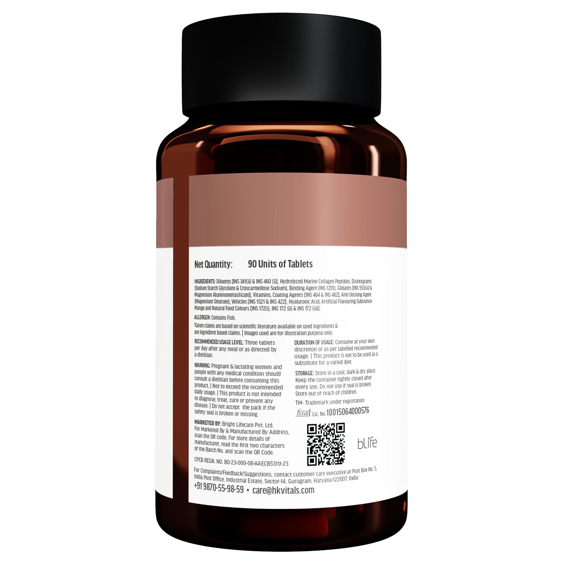 HK Vitals Marine Collagen Peptides, 90 Tablets, Unflavoured, Adult Nutritional Supplement - in use