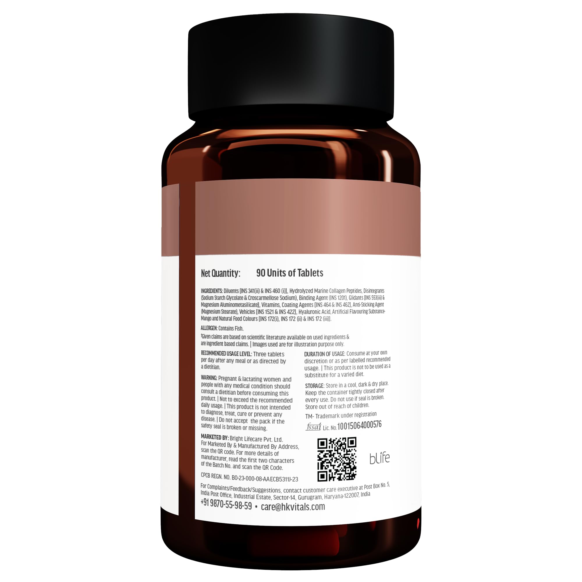 HK Vitals Marine Collagen Peptides, 90 Tablets, Unflavoured, Adult Nutritional Supplement - in use