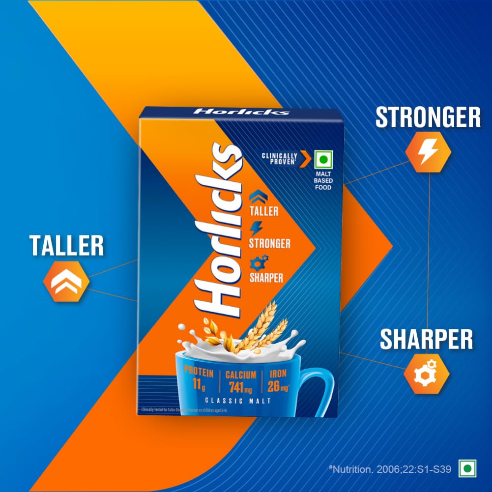 Horlicks Classic Malt Nutrition Drink Mix, 1kg Refill Powder - front view