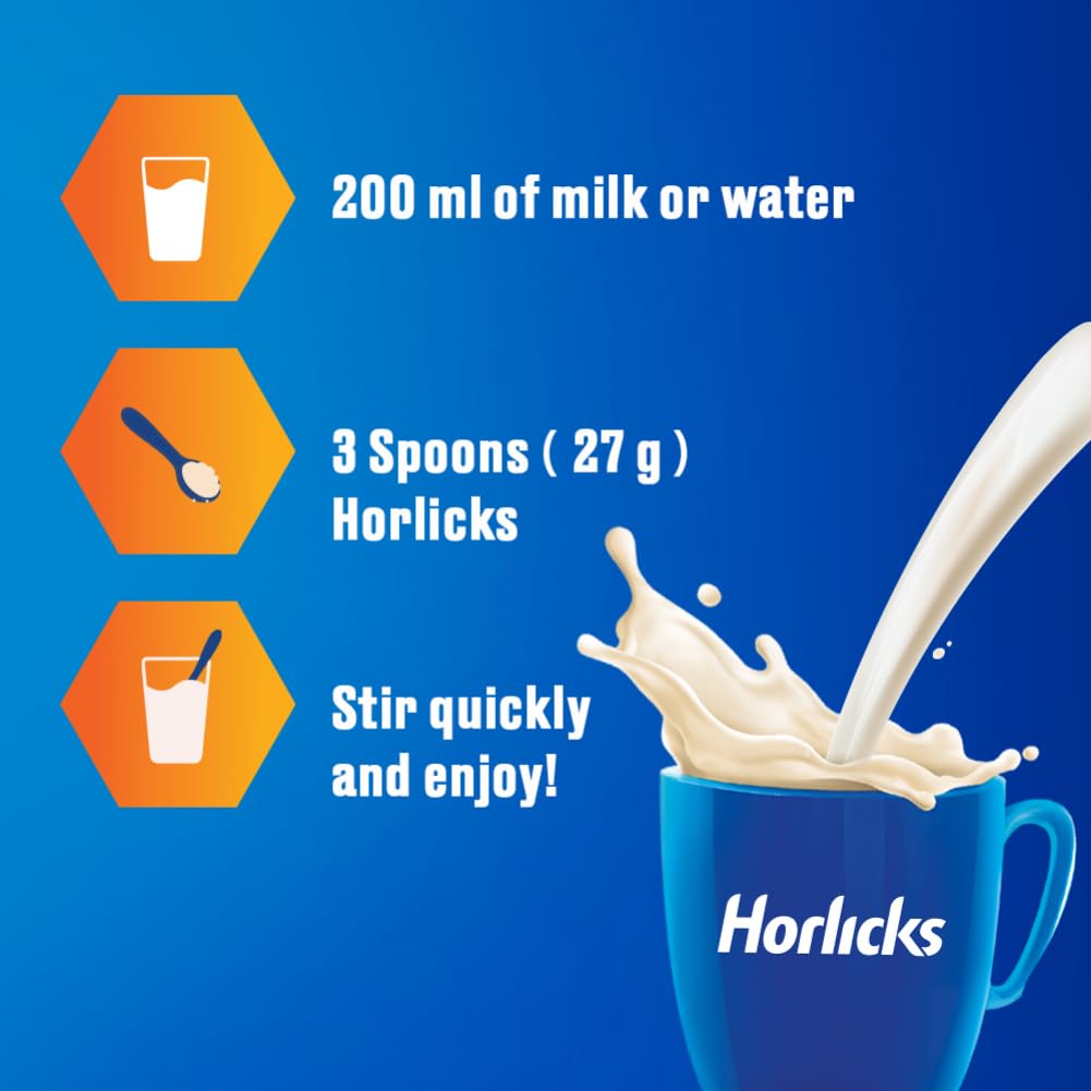 Horlicks Classic Malt Nutrition Drink Mix, 1kg Refill Powder - back view