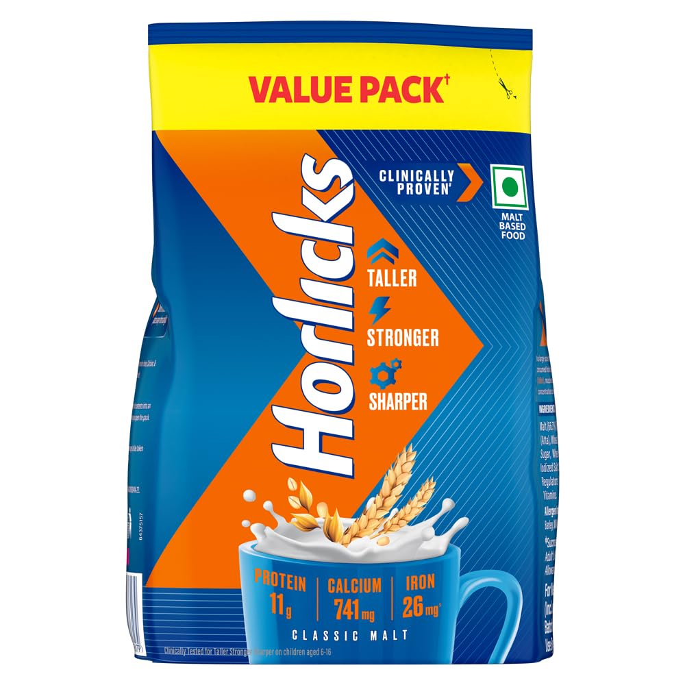 Horlicks Classic Malt Nutrition Drink Mix, 1kg Refill Powder (8)