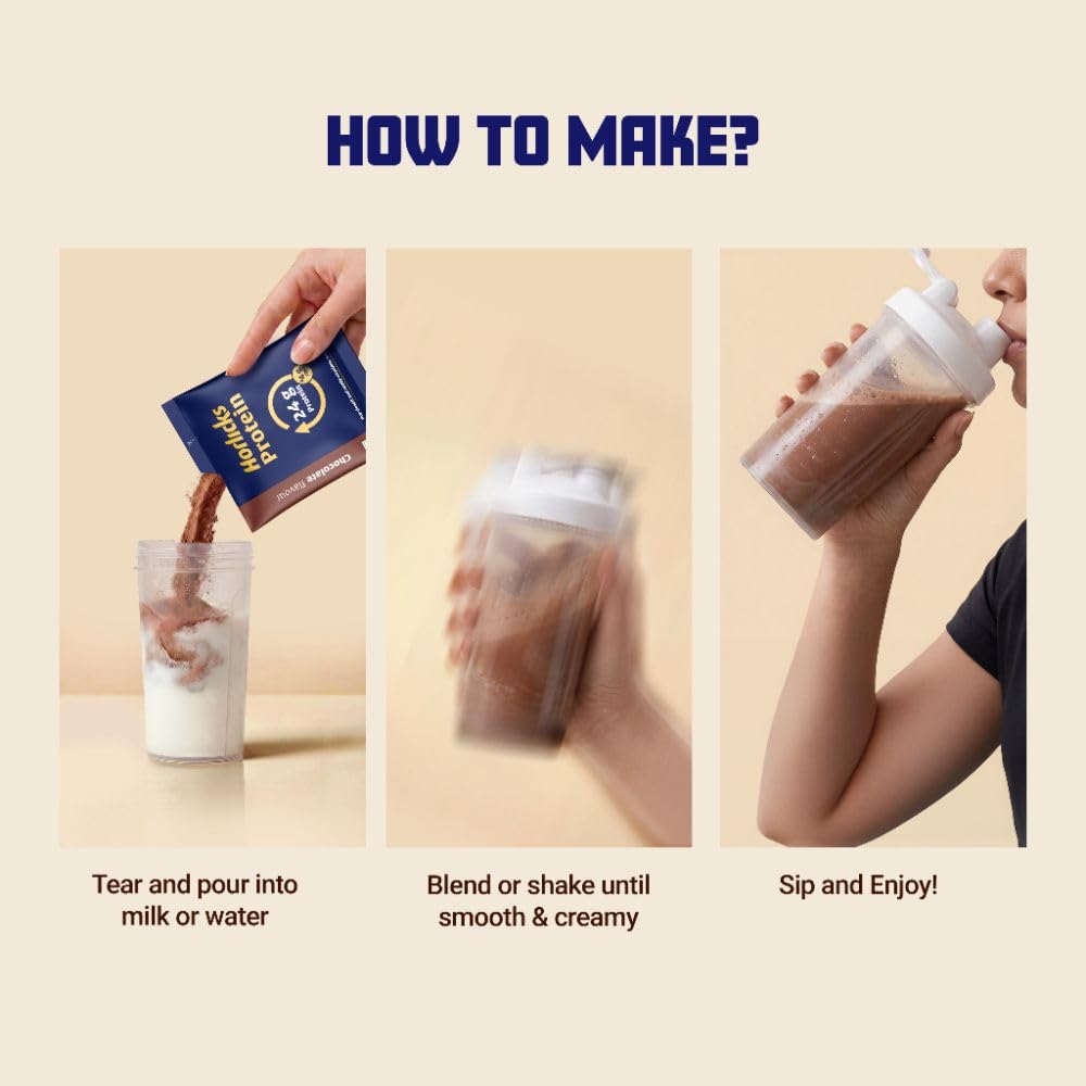 Horlicks Protein Powder 1 Kg Pack| 24g Protein | 4g Fibre|Chocolate Flavour |28 Daily Use Sachets | Fermented Yeast Isolate |