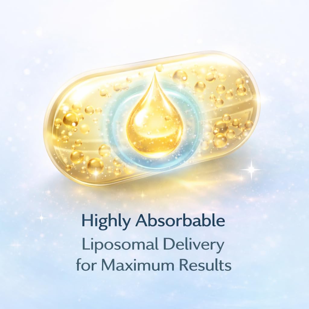 HXN Liposomal Glutathione Tablets, 1200mg Formula with Hyaluronic Acid, Resveratrol, Vitamin C, 60 Count - packaging