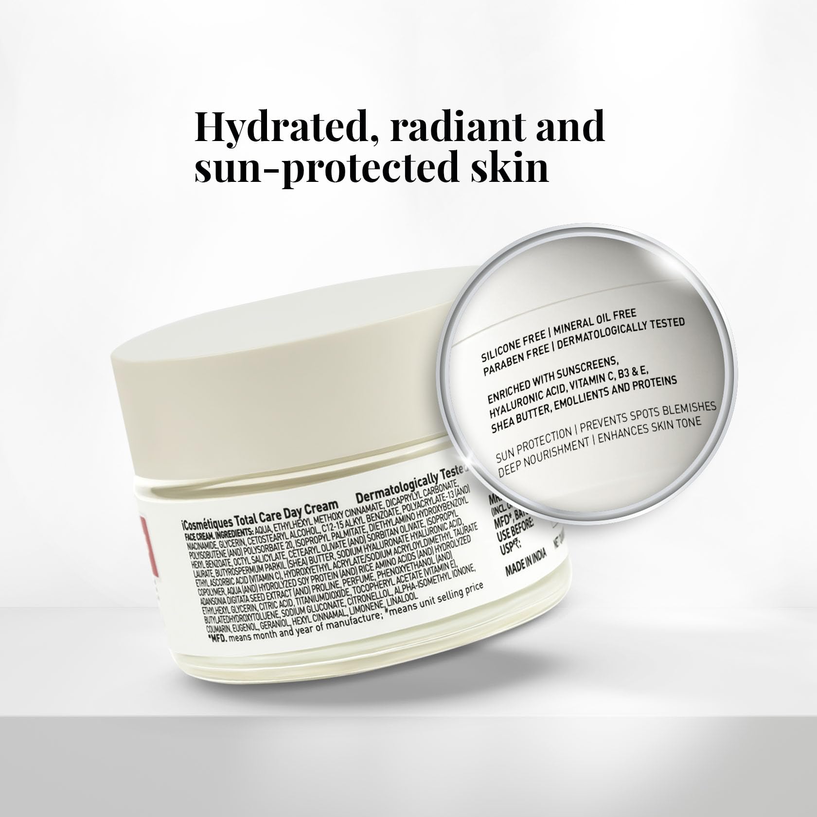 iCosmetiques Day Cream |Vitamins B3, C, E |Shea Butter & Glycerin |SPF Protection with 4 Sunscreens for Glowing Skin |Mineral