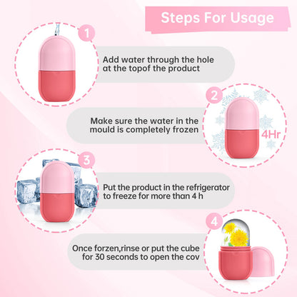 IMEASY Silicone Ice Roller for Face, Refillable Facial Massage Tool with Diamond-Cut Surface and Leak-Proof Design - ingredie
