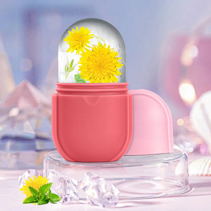 IMEASY Silicone Ice Roller for Face, Refillable Facial Massage Tool with Diamond-Cut Surface and Leak-Proof Design - front vi