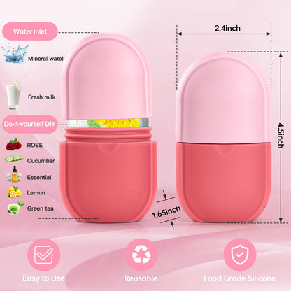 IMEASY Silicone Ice Roller for Face, Refillable Facial Massage Tool with Diamond-Cut Surface and Leak-Proof Design - back vie
