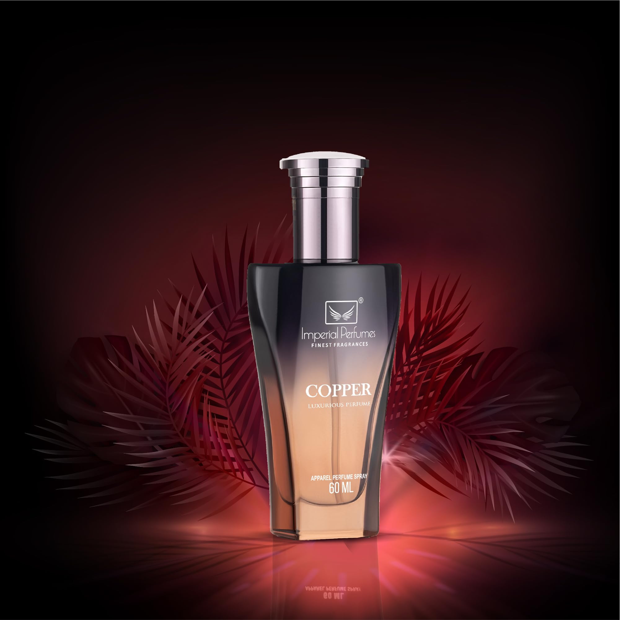 Imperial Perfumes Copper Perfume, 60ml, Unisex Fragrance in Crystal Glass Bottle - front view