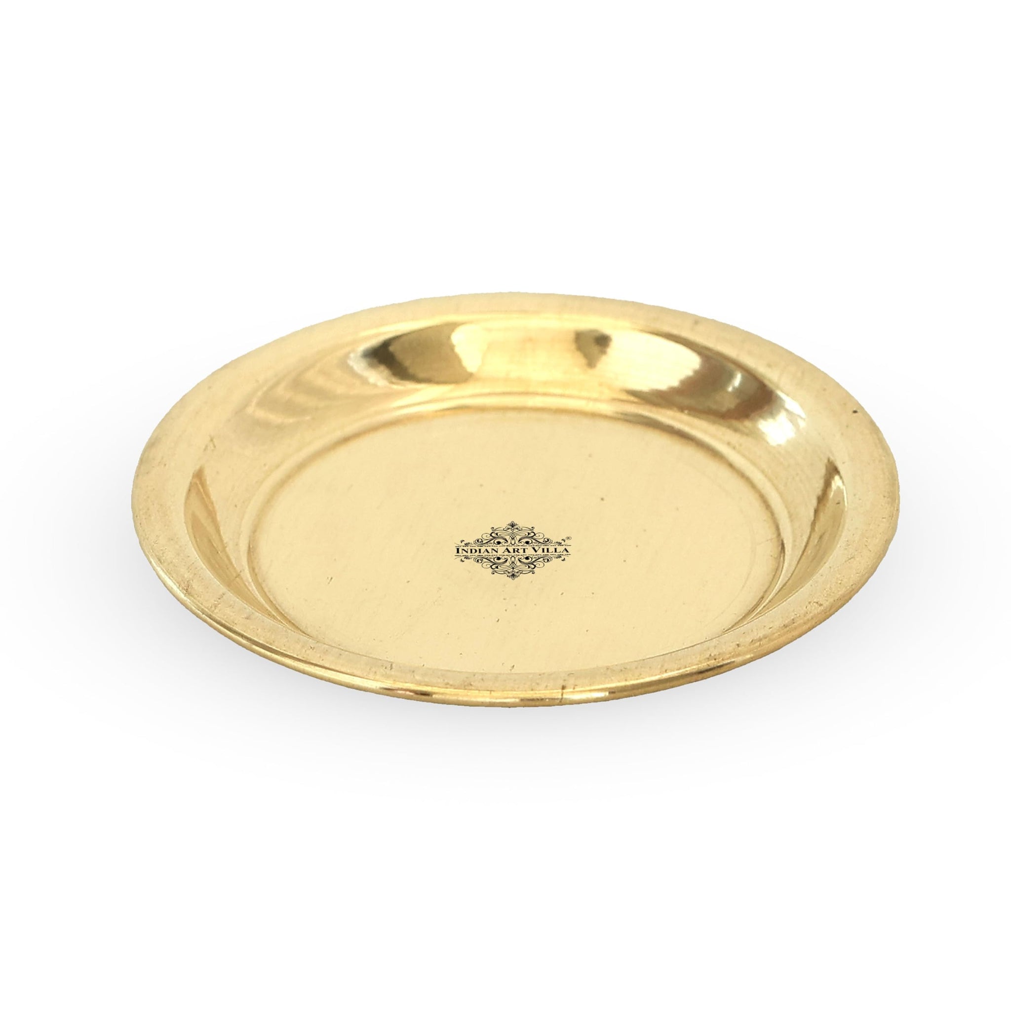INDIAN ART VILLA Brass Pooja Thali, Golden, Home Temple Decor - label detail