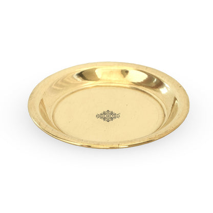 INDIAN ART VILLA Brass Pooja Thali, Golden, Home Temple Decor - label detail