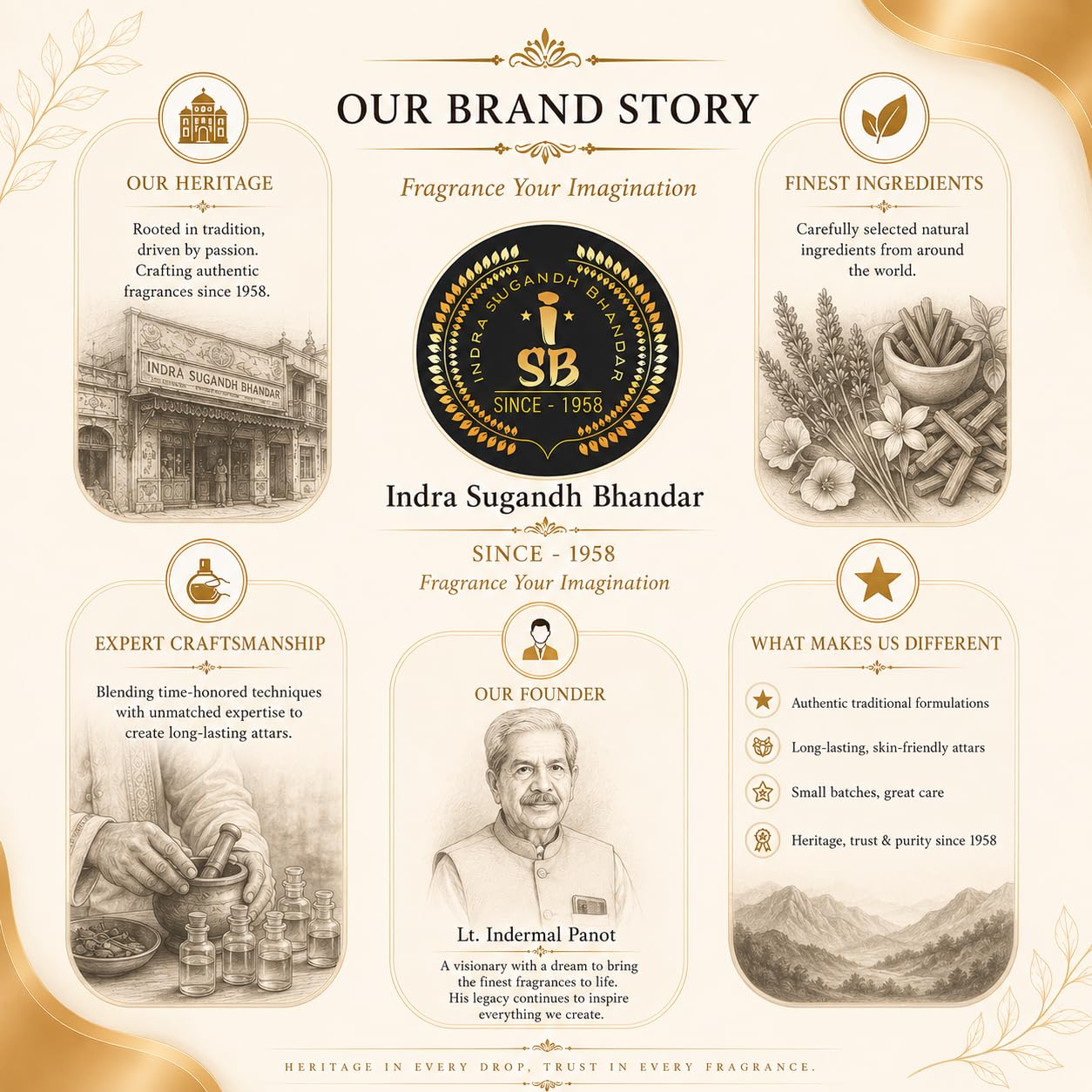 Indra Sugandh Bhandar Bulgarian Rose Attar Roll-On, 12ml, Alcohol-Free Unisex Perfume Oil - label detail
