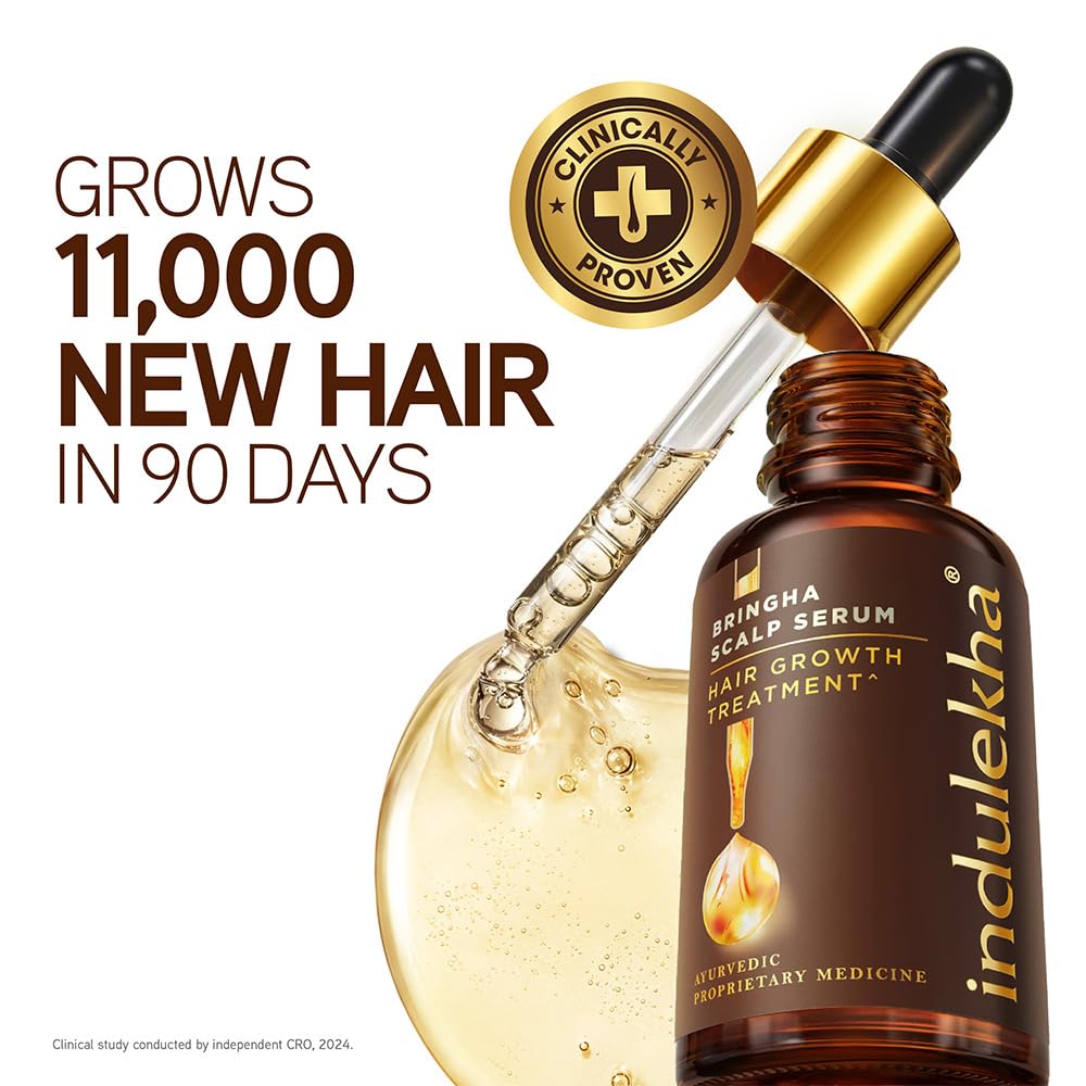 Indulekha Bringha Scalp Serum, 30ml, Ayurvedic Hair, 30g, Hair Regrowth Treatments - back view