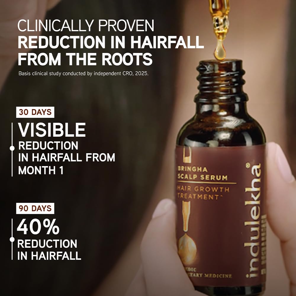 Indulekha Bringha Scalp Serum, 30ml, Ayurvedic Hair, 30g, Hair Regrowth Treatments - size and scale