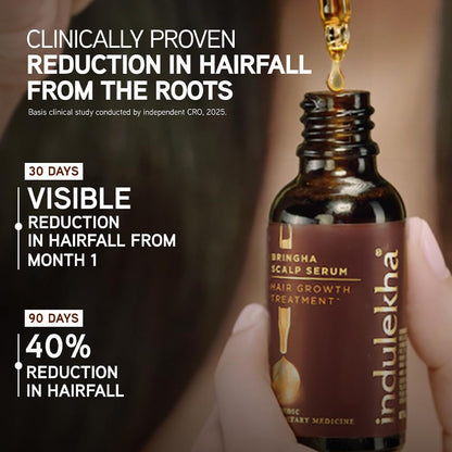 Indulekha Bringha Scalp Serum, 30ml, Ayurvedic Hair, 30g, Hair Regrowth Treatments - size and scale