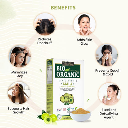 INDUS VALLEY Amla Powder, Organic Indian Gooseberry Powder, Natural Herbal Powder - front view