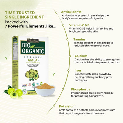 INDUS VALLEY Amla Powder, Organic Indian Gooseberry Powder, Natural Herbal Powder - back view