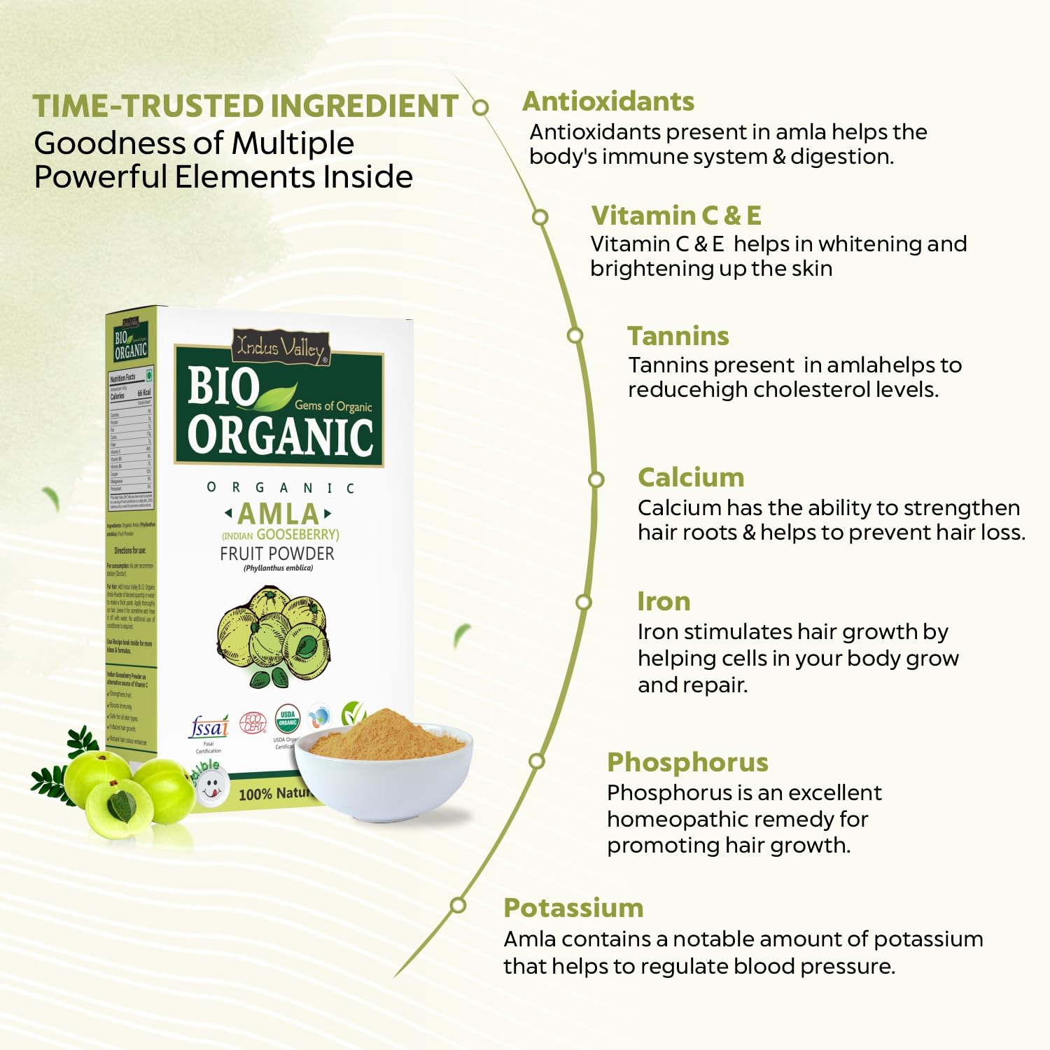 INDUS VALLEY Amla Powder, Organic Indian Gooseberry Powder, Natural Herbal Powder - back view (62)