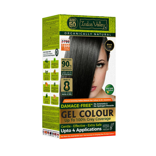 INDUS VALLEY Semi-Permanent Hair Colour Gel, Ammonia & PPD Free, Organic Herbs, Grey Coverage, 220ml