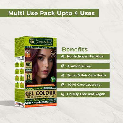 INDUS VALLEY Semi-Permanent Hair Colour Gel, Ammonia & PPD Free, Organic Herbs, Grey Coverage, 220ml - front view (11)
