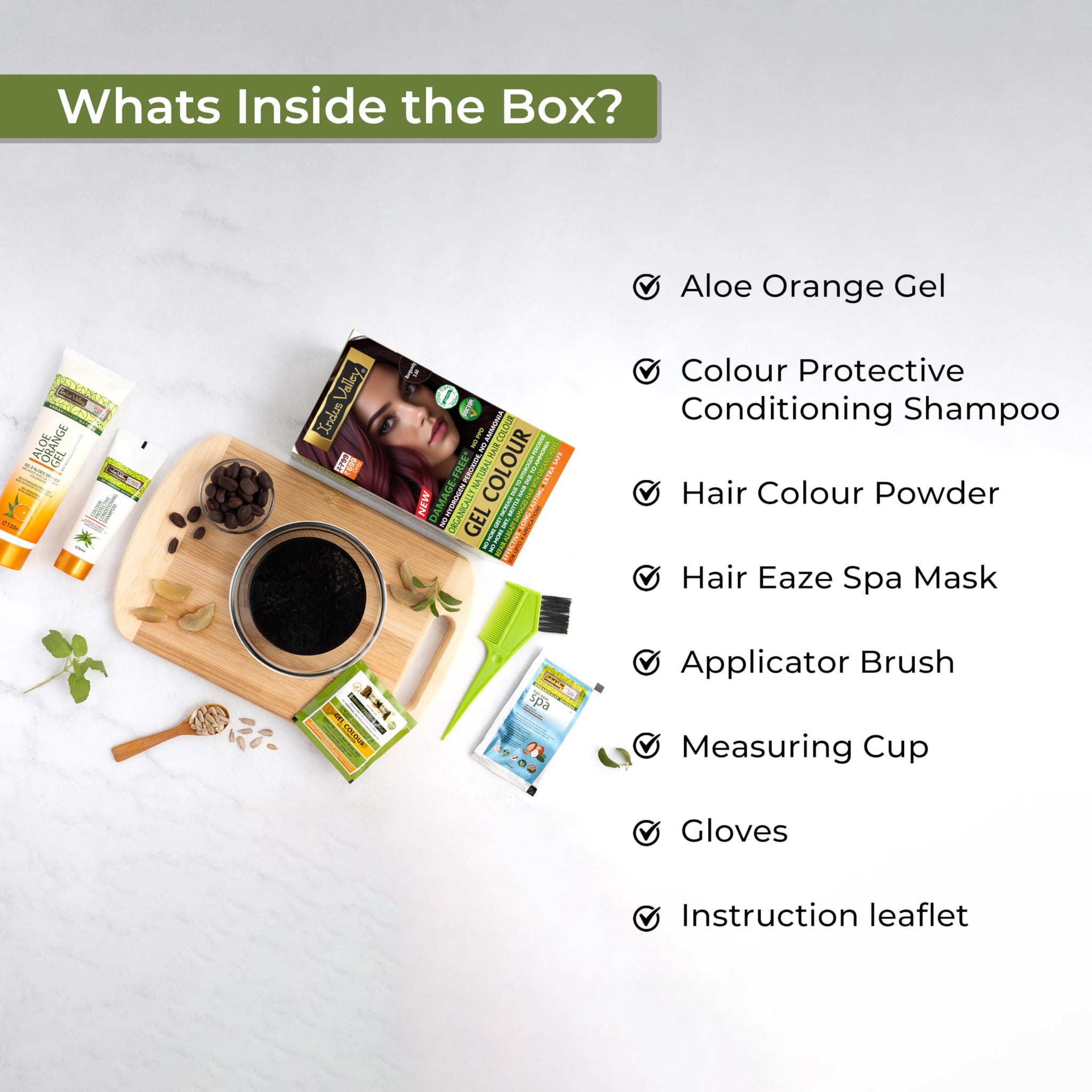 INDUS VALLEY Semi-Permanent Hair Colour Gel, Ammonia & PPD Free, Organic Herbs, Grey Coverage, 220ml - label detail (14)