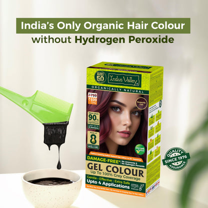 INDUS VALLEY Semi-Permanent Hair Colour Gel, Ammonia & PPD Free, Organic Herbs, Grey Coverage, 220ml - ingredients panel (15)