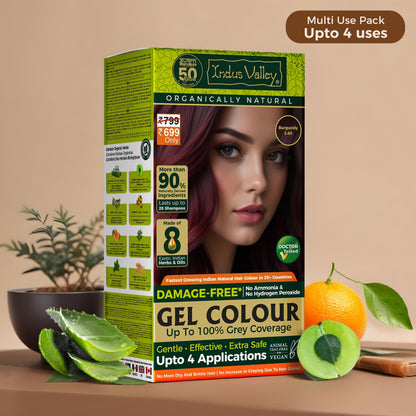 INDUS VALLEY Semi-Permanent Hair Colour Gel, Ammonia & PPD Free, Organic Herbs, Grey Coverage, 220ml - close-up detail (16)