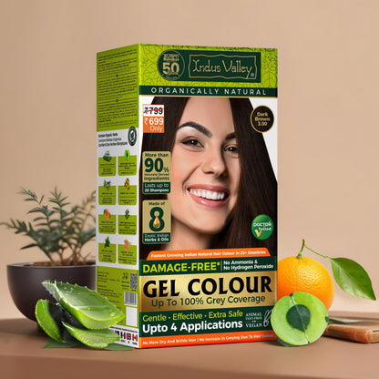 INDUS VALLEY Semi-Permanent Hair Colour Gel, Ammonia & PPD Free, Organic Herbs, Grey Coverage, 220ml - in use (34)