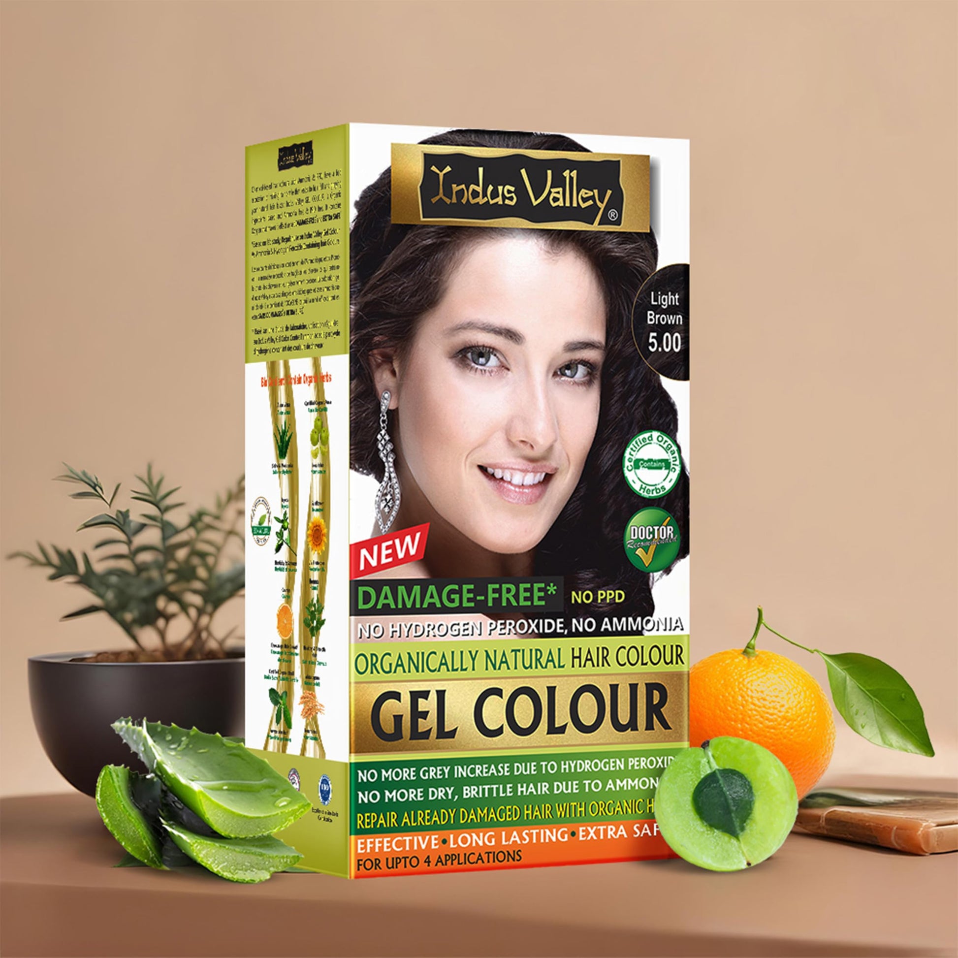 INDUS VALLEY Semi-Permanent Hair Colour Gel, Ammonia & PPD Free, Organic Herbs, Grey Coverage, 220ml - front view (37)