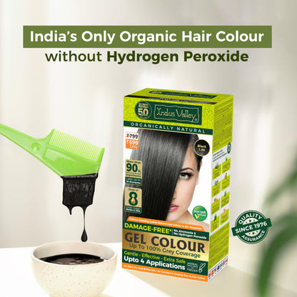 INDUS VALLEY Semi-Permanent Hair Colour Gel, Ammonia & PPD Free, Organic Herbs, Grey Coverage, 220ml - close-up detail