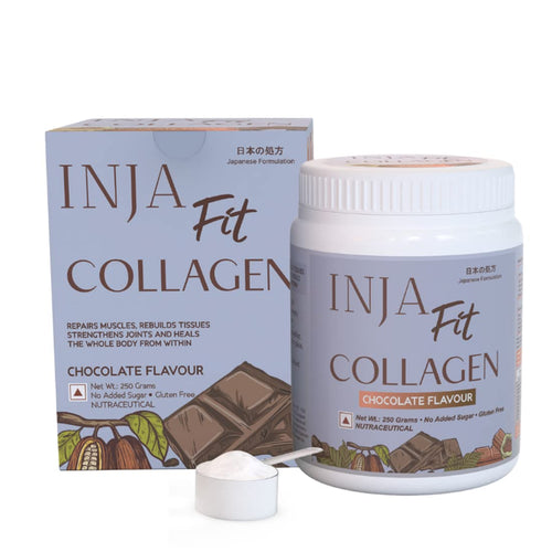 INJA Wellness Hydrolyzed Marine Collagen Powder, 250g, Type 1, with Vitamin C, Sugar-Free, Gluten-Free, Scoop Included