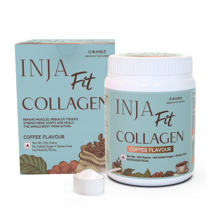 INJA Wellness Hydrolyzed Marine Collagen Powder, 250g, Type 1, with Vitamin C, Sugar-Free, Gluten-Free, Scoop Included (8)