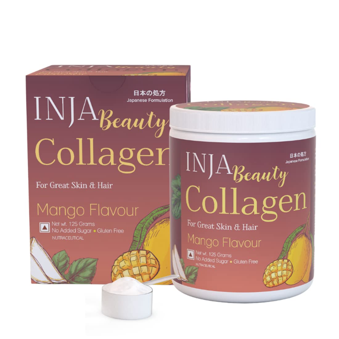 INJA Wellness Marine Collagen Powder Supplement with Vitamin C, Sugar-Free, Gluten-Free, Hydrolyzed Type 1 (10)