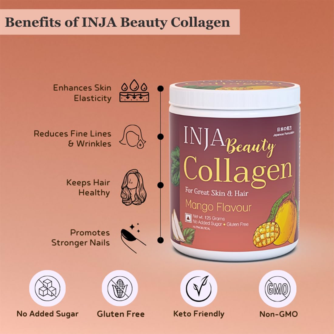 INJA Wellness Marine Collagen Powder Supplement with Vitamin C, Sugar-Free, Gluten-Free, Hydrolyzed Type 1 - packaging (13)