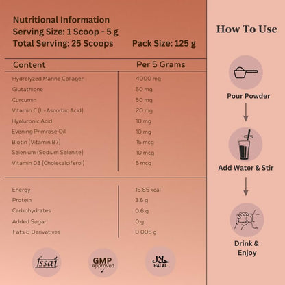 INJA Wellness Marine Collagen Powder Supplement with Vitamin C, Sugar-Free, Gluten-Free, Hydrolyzed Type 1 - close-up detail 