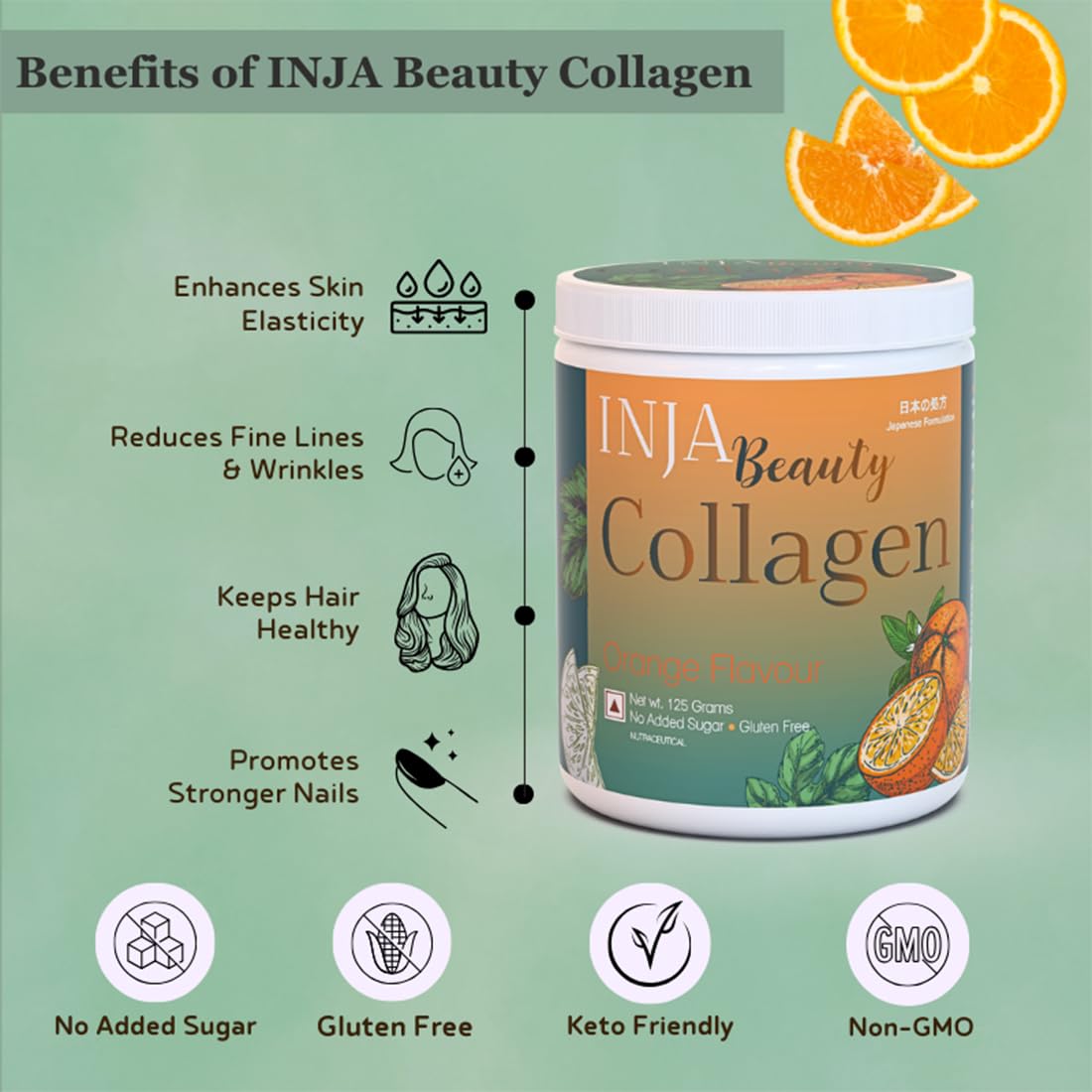INJA Wellness Marine Collagen Powder Supplement with Vitamin C, Sugar-Free, Gluten-Free, Hydrolyzed Type 1 - back view (19)