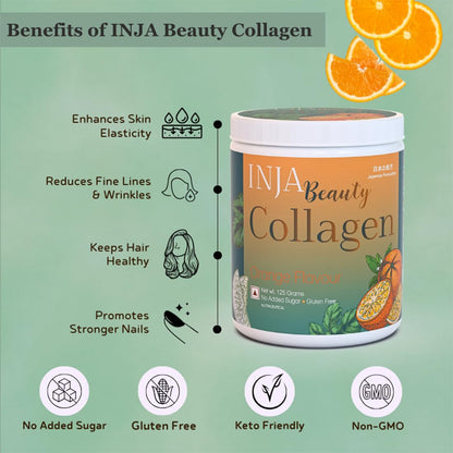 INJA Wellness Marine Collagen Powder Supplement with Vitamin C, Sugar-Free, Gluten-Free, Hydrolyzed Type 1 - back view (19)