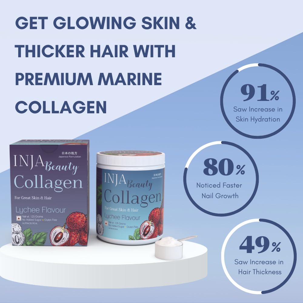 INJA Wellness Marine Collagen Powder Supplement with Vitamin C, Sugar-Free, Gluten-Free, Hydrolyzed Type 1 - front view