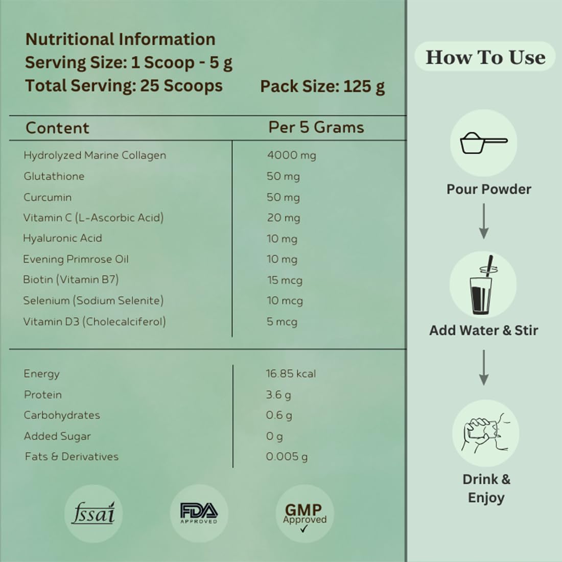 INJA Wellness Marine Collagen Powder Supplement with Vitamin C, Sugar-Free, Gluten-Free, Hydrolyzed Type 1 - ingredients pane