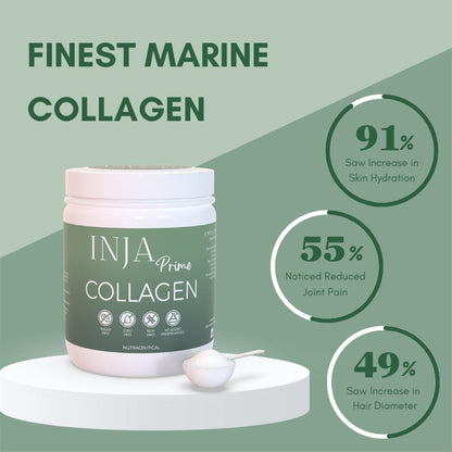 INJA Wellness Marine Collagen Powder Supplement with Vitamin C, Sugar-Free, Gluten-Free, Hydrolyzed Type 1 - front view (27)