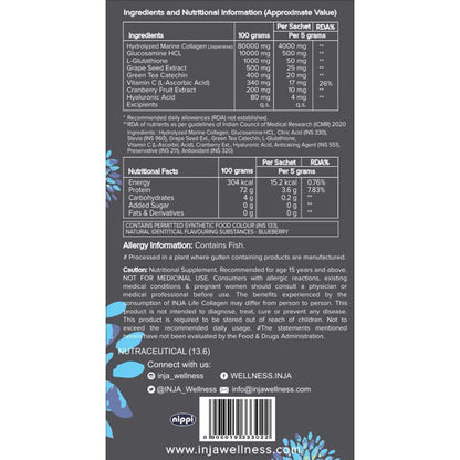 INJA Wellness Marine Collagen Powder Supplement with Vitamin C, Sugar-Free, Gluten-Free, Hydrolyzed Type 1 - close-up detail 