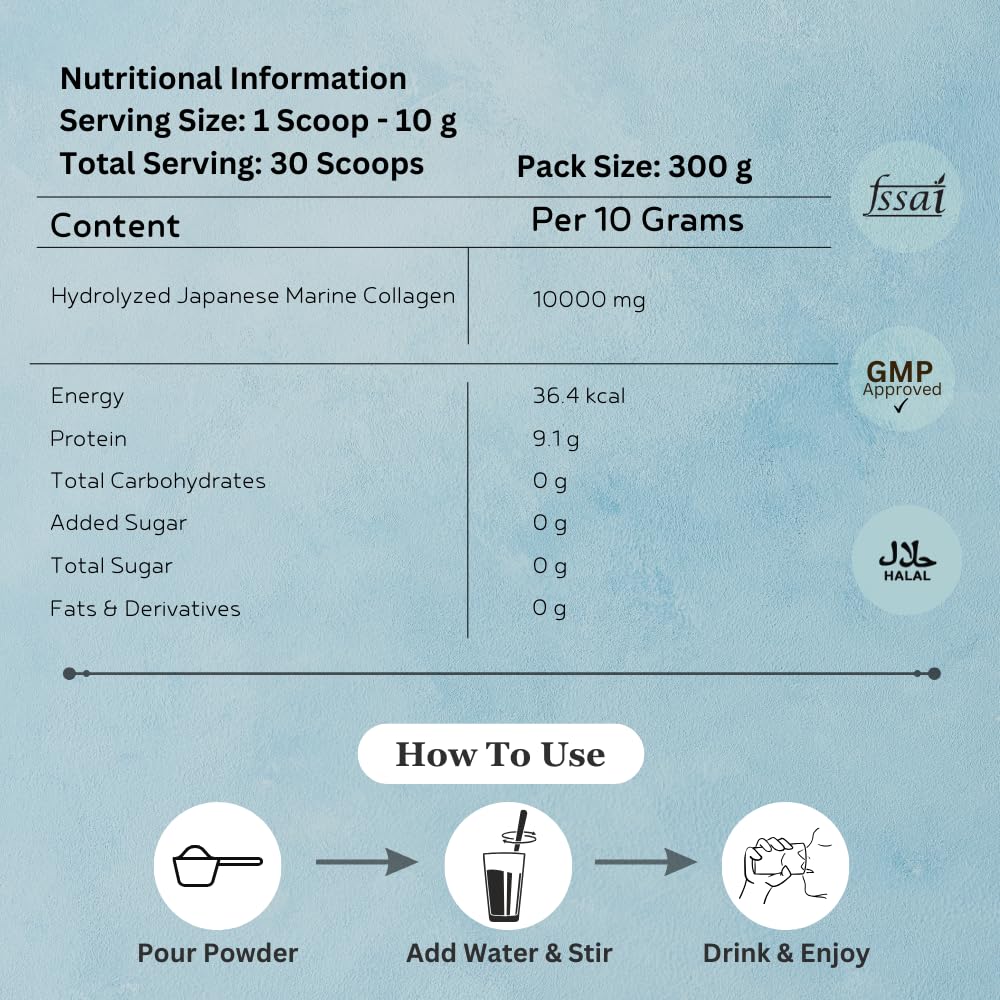 INJA Wellness Marine Collagen Powder Supplement with Vitamin C, Sugar-Free, Gluten-Free, Hydrolyzed Type 1 - label detail (48