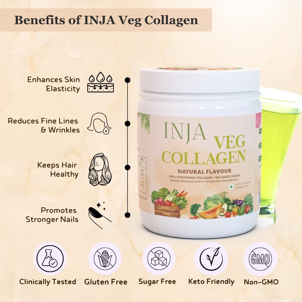 INJA Wellness Veg Collagen Adult Supplement Powder, Plant-Based, Natural Flavor, No Added Sugar - packaging