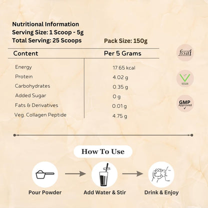INJA Wellness Veg Collagen Adult Supplement Powder, Plant-Based, Natural Flavor, No Added Sugar - label detail