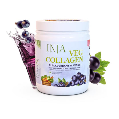 INJA Wellness Veg Collagen Supplement Powder, Blackcurrant Flavour, 150g Jar with Scoop, Vegetarian, No Added Sugar