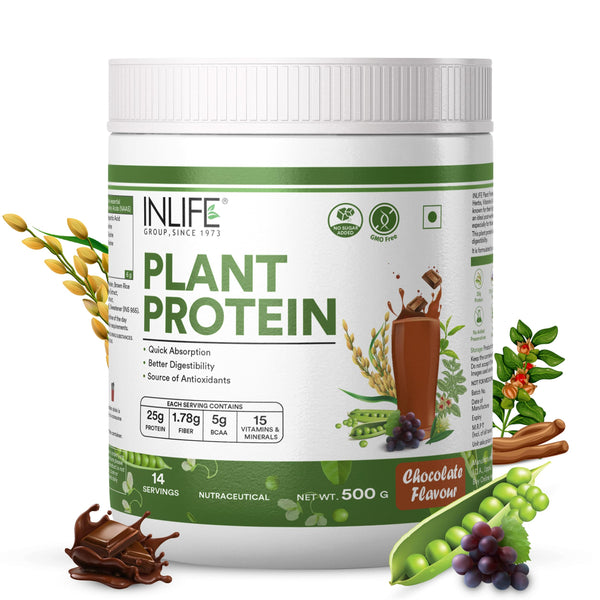 Inlife Pea and Brown Rice Protein Powder, Adult Formula, Dietary Supplement