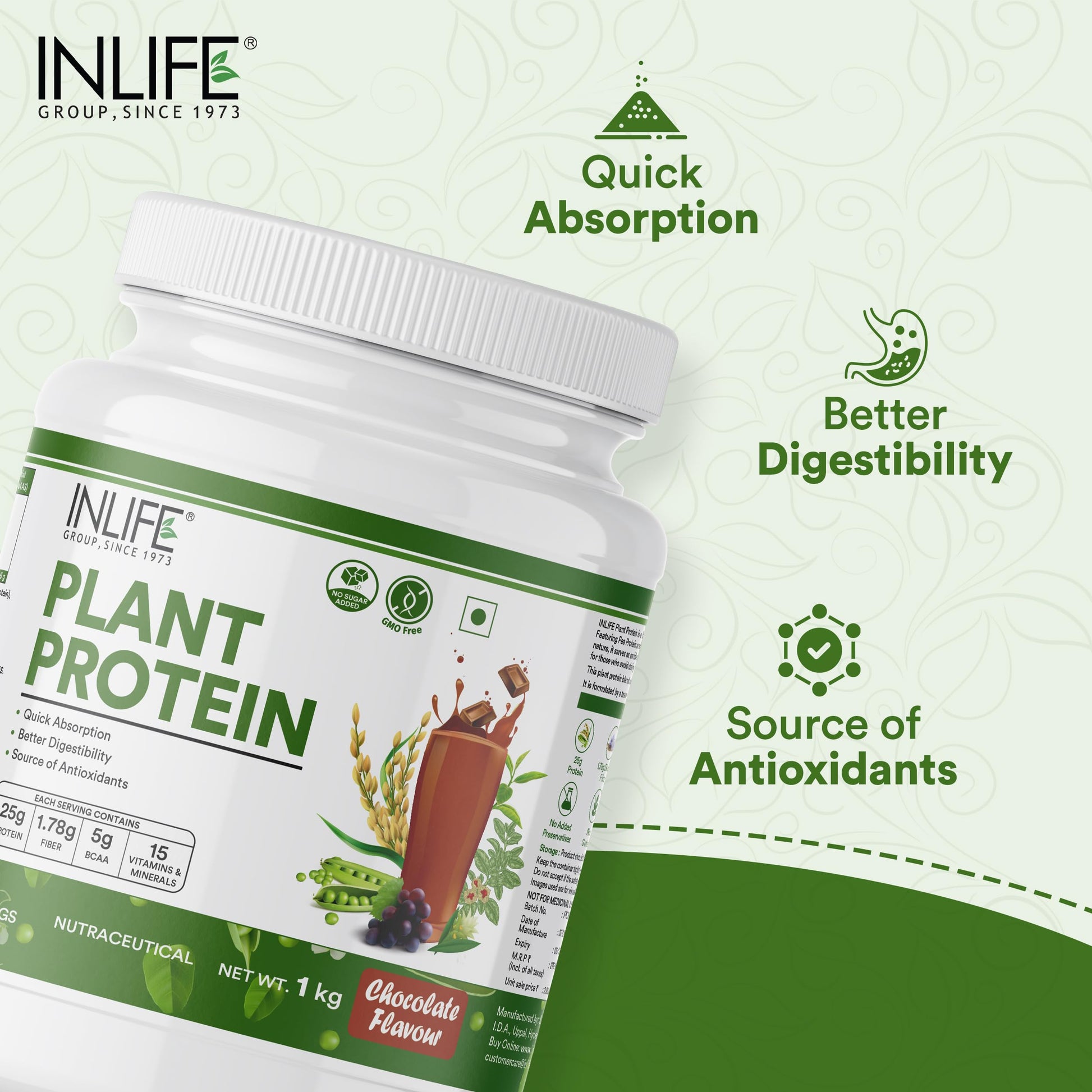 Inlife Pea and Brown Rice Protein Powder, Adult Formula, Dietary Supplement - packaging (10)