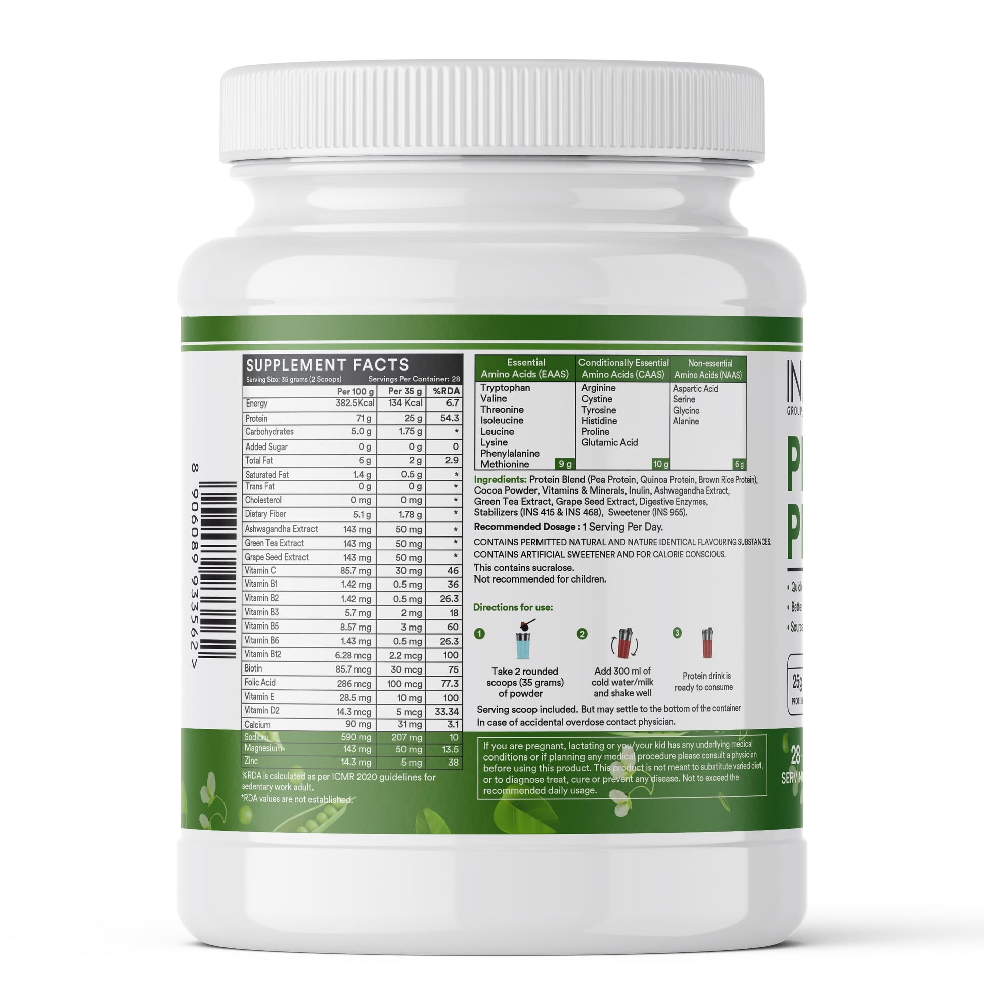 Inlife Pea and Brown Rice Protein Powder, Adult Formula, Dietary Supplement - label detail (11)