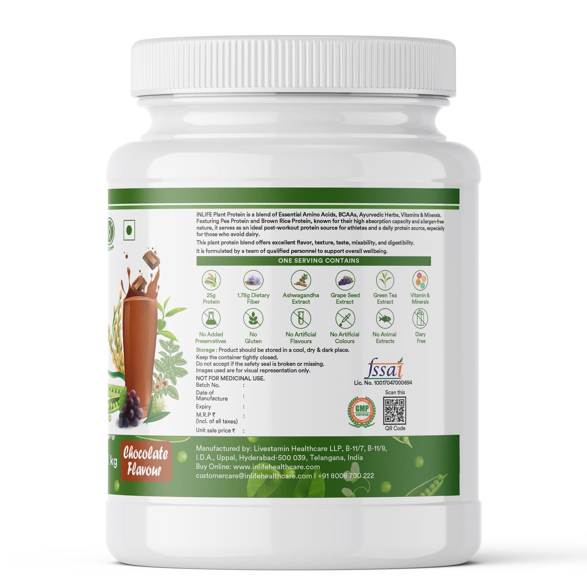 Inlife Pea and Brown Rice Protein Powder, Adult Formula, Dietary Supplement - ingredients panel (12)